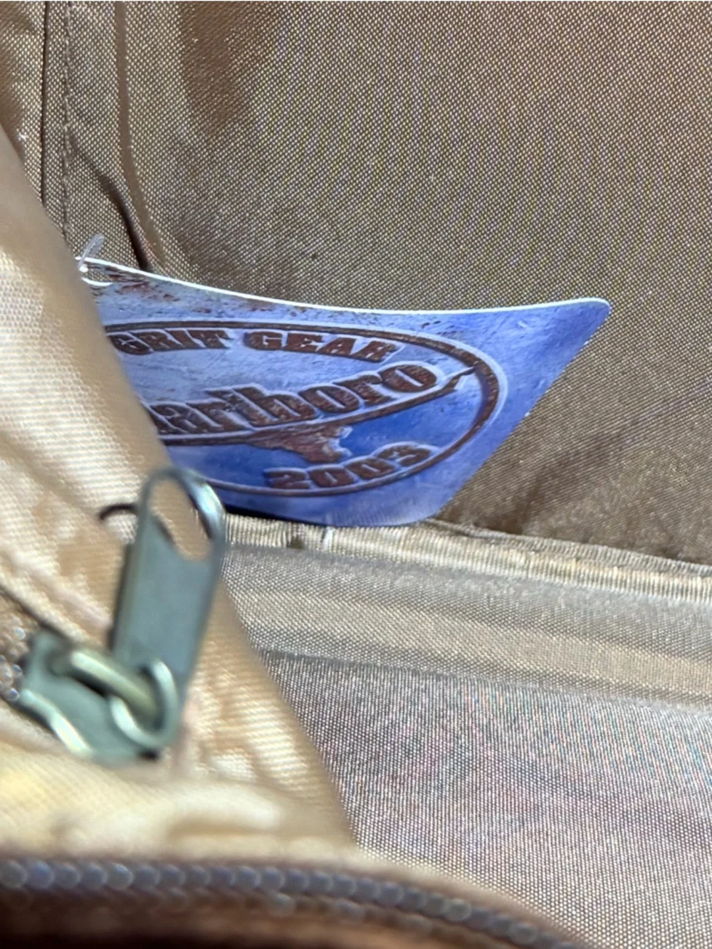 2003 Marlboro Grit Gear Suede Duffel Bag in Chestnut and Dark Brown
